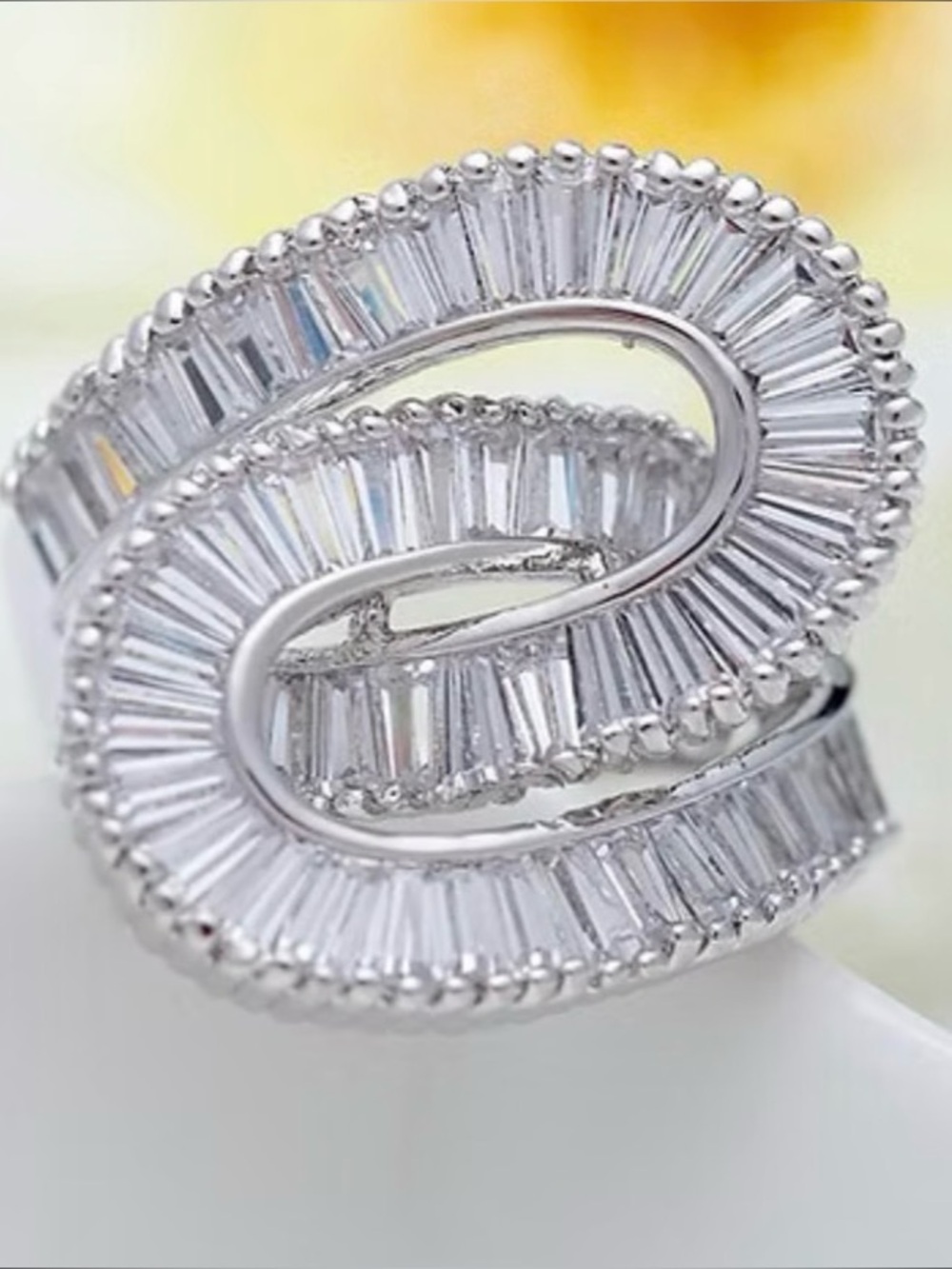 New Piper K Silver Crystal Spiral Statement Ring size:8